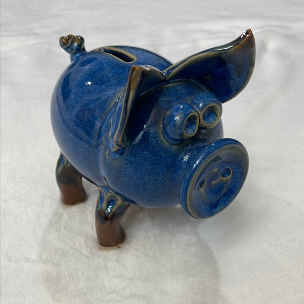 Blue Ceramic Piggy Bank FROM SILVER DOLLAR CITY IN BRANSON MO.